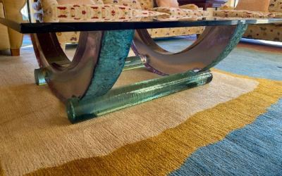 1-21John Lewis functional art glass coffee table--SOLD