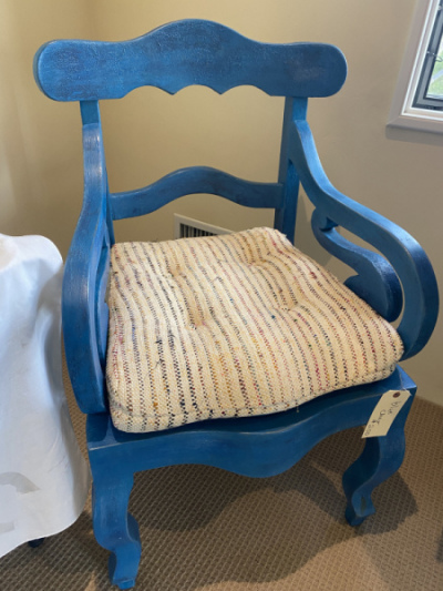 Carved Wood Blue Painted Chair--SOLD