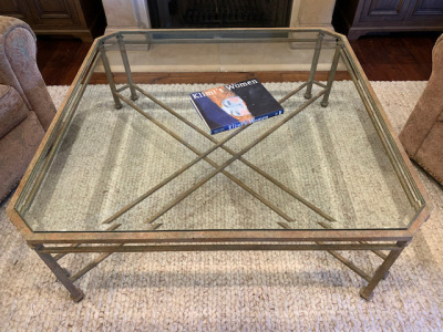 Large Glass and Metal Coffee Table