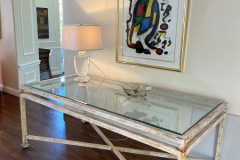 Large Painted Iron and Glass Table
