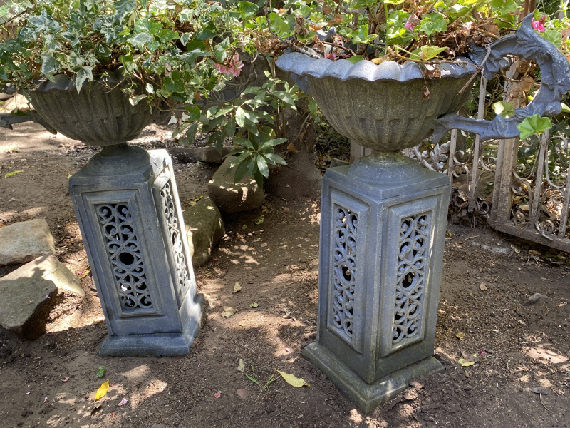 Vintage Decorative Metal Urns/Planters on Bases