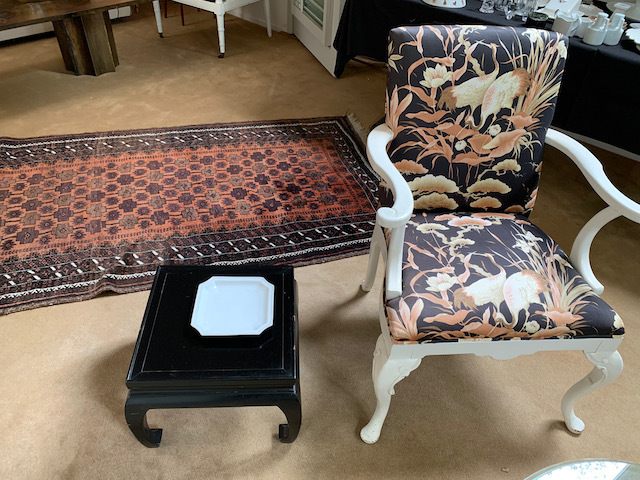 White Chair with Asian Print