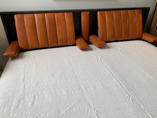 Mid-Century King Leather Bed Frame by Edward Wormley