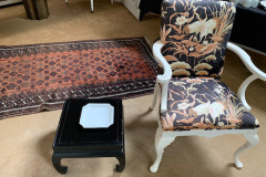 White Chair with Asian Print