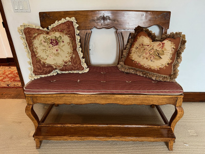 Carved Wood Bench Seat